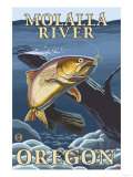 Trout Fishing Cross-Section, Molalla River, Oregon Posters