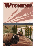 Yellowstone River Bison, Yellowstone National Park, Wyoming Affiches
