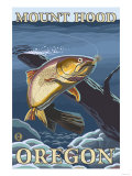 Trout Fishing Cross-Section, Mount Hood, Oregon Posters