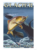 Trout Fishing Cross-Section, Glacier National Park, Montana Posters