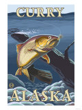 Trout Fishing Cross-Section, Curry, Alaska Posters