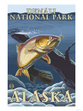 Trout Fishing Cross-Section, Denali National Park, Alaska Posters