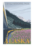 Alaska Railroad Scene, Denali National Park, Alaska Art