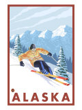 Downhhill Snow Skier, Alaska Prints