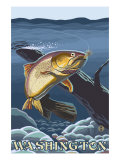 Trout Fishing Cross-Section, Washington Print