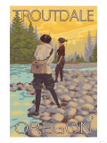 Women Fly Fishing, Troutdale, Oregon Prints