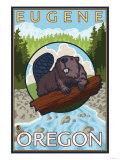 Beaver & River, Eugene, Oregon Poster