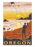 Beach & Kites, Newport, Oregon Print