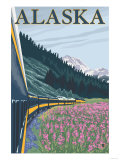 Alaska Railroad and Fireweed, Alaska Affiches