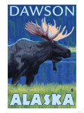Moose at Night, Dawson, Alaska Poster