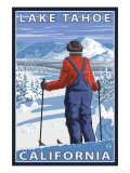 Skier Admiring, Lake Tahoe, California Poster