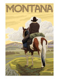 Cowboy & Horse, Montana Posters
