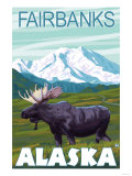 Moose Scene, Fairbanks, Alaska Prints