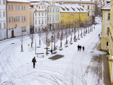 Snow Covering Na Kampe Square, Kampa Island, Mala Strana Suburb, Prague, Czech Republic, Europe Photographic Print by Richard Nebesky
