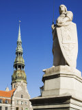 Statue of Roland and St. Peter's Church in the Old Town Square, Riga, Latvia, Baltic States, Europe Photographic Print by Chris Kober