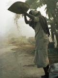 Woman Sifting Grain, Vaishali, Bihar State, India, Asia Photographic Print by James Gritz