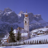 Christian Church in Snowy Landscape, South Tirol (Tyrol), Italy Photographic Print by Hans Peter Merten
