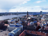 View of the Old Town and the Daugava River, from St. Peter Church, Riga, Latvia, Baltic States Photographie par Yadid Levy