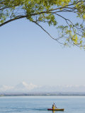 Kayaking on Lake Benmore with Aoraki (Mount Cook), South Island, New Zealand Photographic Print by Chris Kober