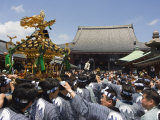 Mikoshi Portable Shrine of the Gods Parade and Crowds of People, Tokyo, Japan Photographic Print by Chris Kober