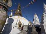 Monk Walks Clockwise Around the Buddhist Stupa Called Swayambhu or Swayambhunath, Kathmandu, Nepal Photographic Print by Don Smith