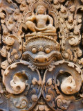 Detail of Stone Carvings, Banteay Srei, Angkor, Cambodia, Indochina Photographic Print by Jochen Schlenker