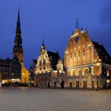 House of the Blackheads at Night, Ratslaukums (Town Hall Square), Riga, Latvia, Baltic States Photographic Print by Gary Cook