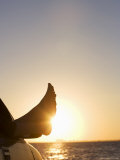 Man's Feet in Car at Sunset in Key Byscaine, Miami, Florida Photographie par Angelo Cavalli