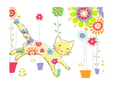 Miss Kitty Enjoys Flowers Kunstdrucke