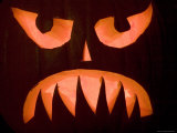 Closeup of a Carved, Lit Pumpkin, Lexington, Massachusetts Photographic Print by Tim Laman