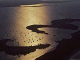 Aerial of Boats in Cove in Bahamas Photographic Print by Kenneth Garrett