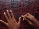 Close View of the Intricate Design on a Piece of Lacquer Ware Photographic Print by James L. Stanfield