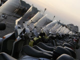 Italian Sccoters Parked Alongside the Arno River, Florence, Italy Photographic Print