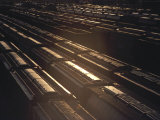 Freight Trains in Railway Yard, Sunset, Kansas Lámina fotográfica por Brimberg & Coulson Freight Trains in Railway Yard, Sunset, Kansas Lámina fotográfica por Brimberg & Coulson