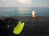 Boat Dock and Dive Gear at the Caribe Blue Hotel South of Town, Cozumel, Mexico Photographic Print by Michael S. Lewis