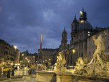 Fountain in the Piazza Navona Outside the Santa Maria Dell'Anima Church in Rome, Italy Photographic Print by Richard Nowitz