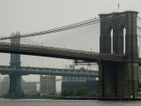 Brooklyn Bridge and Manhattan Bridge as Seen from South Street Seaport, New York, New York Photographic Print by Todd Gipstein