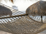 Hammock on Beach with Ship in Background, Cabo San Lucas, Mexico Photographic Print by Gina Martin