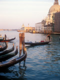 Gondoliers on the Grand Canal at Sunset, Venice, Italy Photographic Print by Michael S. Lewis