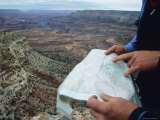 Hikers Reading a Map Before Descending into the Canyon Photographic Print by Bill Hatcher