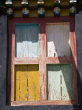 Faded Painted Shuttered Monastery Window, Qinghai, China Photographic Print by David Evans