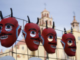 Devil Masks for Sale on a Street in Front of a Church, Guanajuato, Mexico Photographie par David Evans