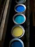 Paint Cans Lined Up on a Window Sill, Groton, Connecticut Photographic Print by Todd Gipstein