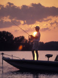 Man Fishes During Sunset on the James River near Shirley Plantation in Virginia Photographic Print by Richard Nowitz