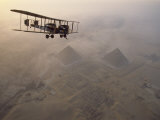 In the Light of Early Morning, The Vimy Circles the Pyramids at Giza on a Dawn Tour, Egypt Fotografisk tryk af James L. Stanfield
