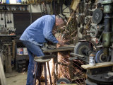 Man Works in his Shop on a Family Farm in Nebraska Photographic Print by Joel Sartore