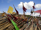 Prayer Flags from a Recently Dismantled Shrine, Qinghai, China Photographie par David Evans