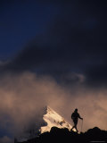 Man Walking on the Trango Glacier in the Karakoram Mountains Photographic Print by Bobby Model