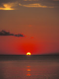 Red Orange Sunset on Horizon of Caribbean Sky Photographic Print by James Forte