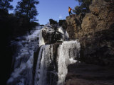 Man Climbs Ice Fall and Revels in View Photographic Print by Dawn Kish